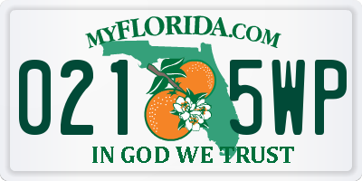 FL license plate 0215WP