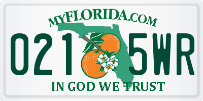 FL license plate 0215WR