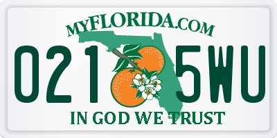 FL license plate 0215WU