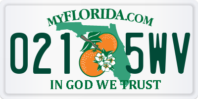 FL license plate 0215WV
