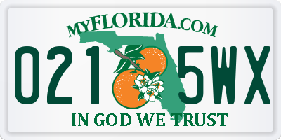 FL license plate 0215WX