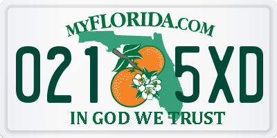 FL license plate 0215XD