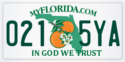 FL license plate 0215YA