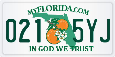 FL license plate 0215YJ