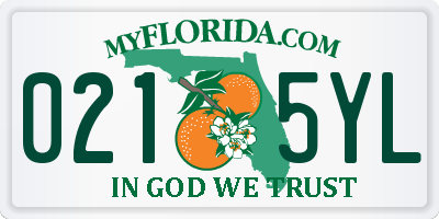FL license plate 0215YL