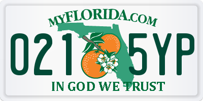 FL license plate 0215YP