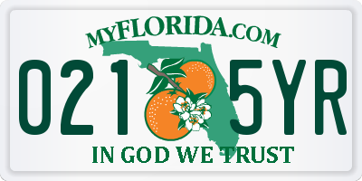 FL license plate 0215YR