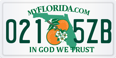 FL license plate 0215ZB