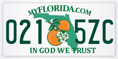FL license plate 0215ZC