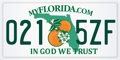 FL license plate 0215ZF