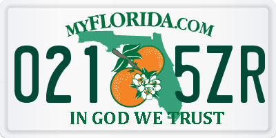 FL license plate 0215ZR