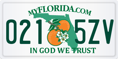 FL license plate 0215ZV