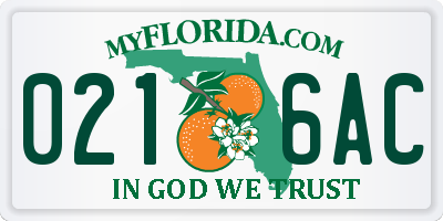 FL license plate 0216AC