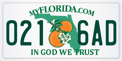 FL license plate 0216AD