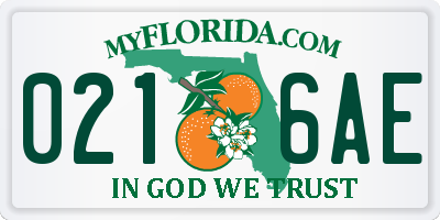 FL license plate 0216AE