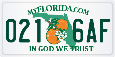 FL license plate 0216AF