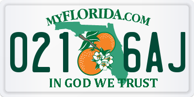 FL license plate 0216AJ