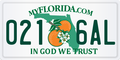 FL license plate 0216AL