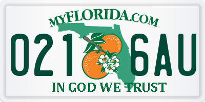 FL license plate 0216AU