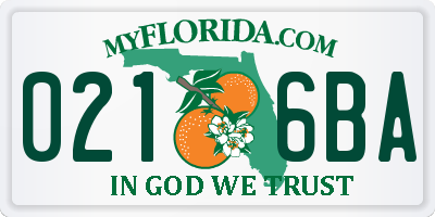 FL license plate 0216BA