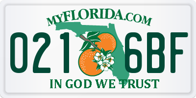 FL license plate 0216BF