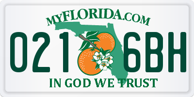 FL license plate 0216BH
