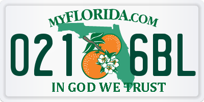 FL license plate 0216BL