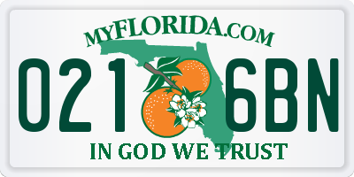 FL license plate 0216BN