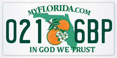 FL license plate 0216BP