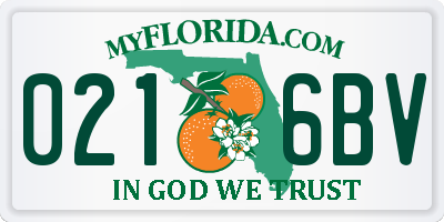 FL license plate 0216BV