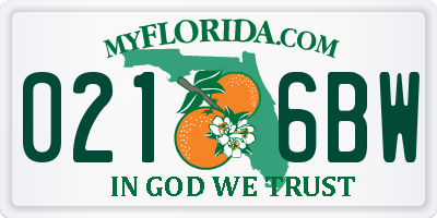 FL license plate 0216BW