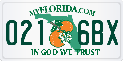 FL license plate 0216BX