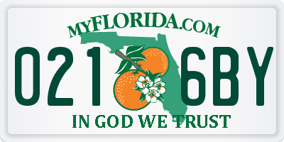 FL license plate 0216BY