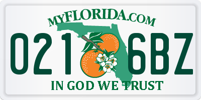 FL license plate 0216BZ