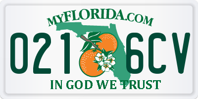 FL license plate 0216CV