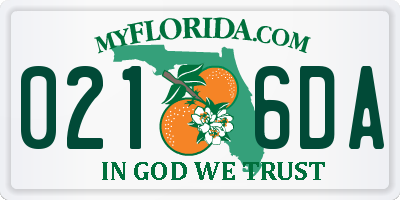 FL license plate 0216DA