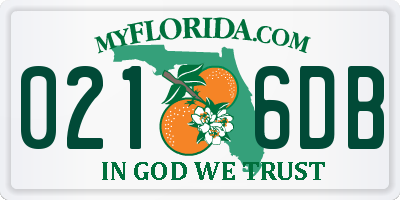 FL license plate 0216DB