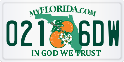 FL license plate 0216DW