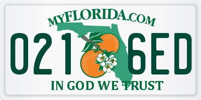 FL license plate 0216ED