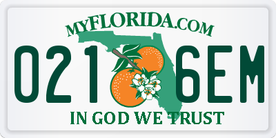 FL license plate 0216EM
