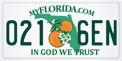 FL license plate 0216EN