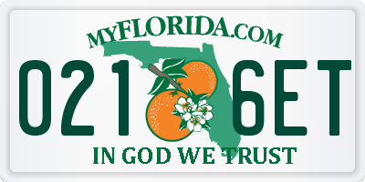 FL license plate 0216ET