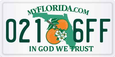 FL license plate 0216FF