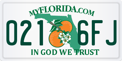 FL license plate 0216FJ