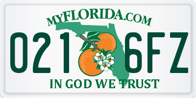 FL license plate 0216FZ