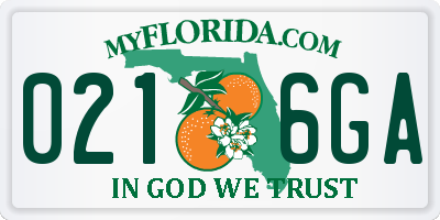 FL license plate 0216GA