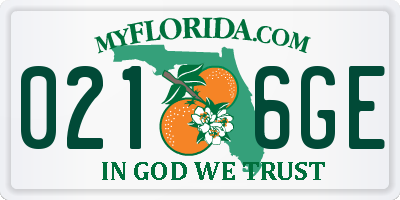 FL license plate 0216GE