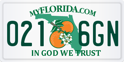 FL license plate 0216GN