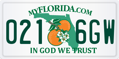 FL license plate 0216GW