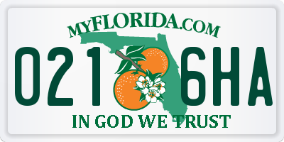 FL license plate 0216HA